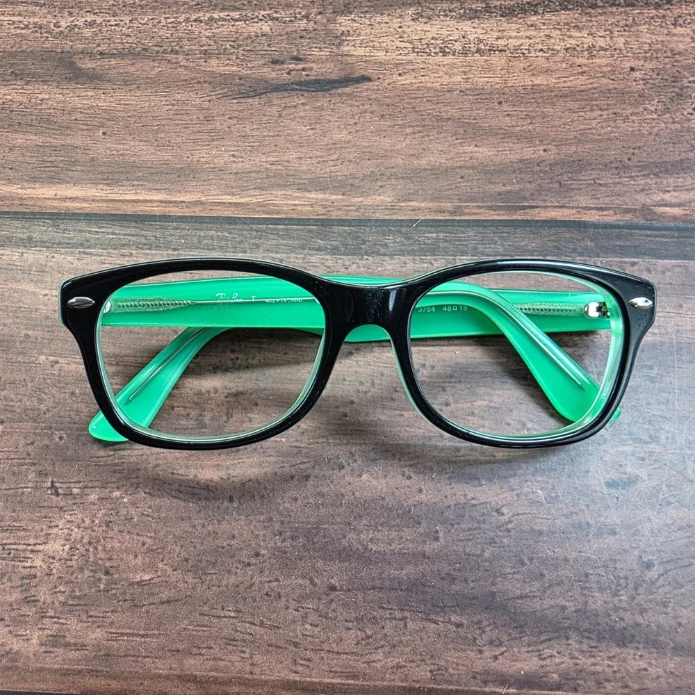 Ray-Ban RB 1528 3764 Black Green Square Eyeglass Frames 48-16-130